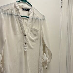 Speed Limit White Button-Up Shirt Size Small